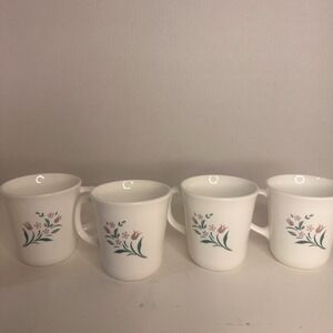 Set of 4 CORNING CORELLE ROSEMARIE 3‎ 1/2" Mugs (JM2) Tulip